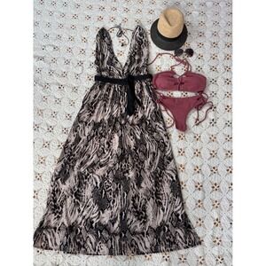 Python Print Bohemian‎ Sleeveless Deep V Maxi Dress/ Cover Up Sz L